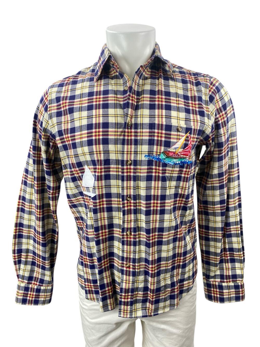 GANT The Rugger Men's Multicolor Plaid Boat Long Sleeve Button Down Shirt Top M